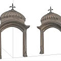 Classical Stone Door Arches With Decorative Dome Top And Ornate Columns