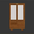 Classic Wooden Cabinet With Glass Doors Drawer And Legs For Home Decor