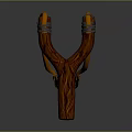 Y Shaped Wooden Slingshot With Orange Rubber Bands And Metal Lock For Daily Use