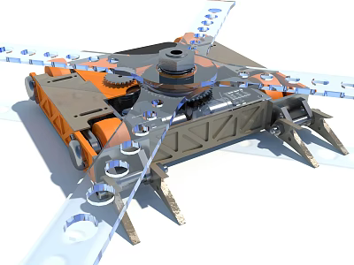 Modern Amusement Equipment with Metal Gears Orange and Gray Components and Mechanical Structure Design 3d model