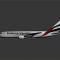Detailed Emirates Airplane Model With White Body And Colored Tail Design