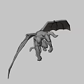 Game and Movie Demon Character with Bat Wings Horns Red Eyes and Dark Skin