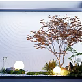 Modern landscape sketch courtyard sketch red maple spherical landscape lamp fern plant 3d model