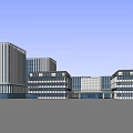 Modern Office Building Complex With Glass Facades And Connected Structures 3d model