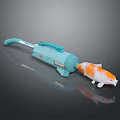 Light Blue Handheld Tool Design Featuring Orange And White Koi Fish Model 3d model