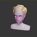 Game Movie Character 3D Head Model With Short Blonde Hair White Face And Smooth Surface
