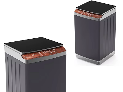 Modern Washing Machines With Black Top Red Control Panels And Vertical Striped Design 3d model
