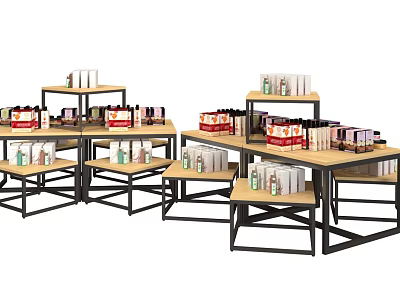 Retail Store Display Shelves With Organized Products And Multi Tier Racks 3d model