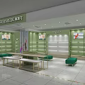 FREE WEEK Casual Fashion Specialty Store With Green Shelves Display Tables And Modern Design