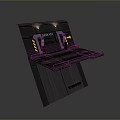 Futuristic Control Console With Black Design Yellow Warning Stripes Top Lights And Control Panel