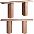 Modern Wooden Console Table Design With Column Legs And Smooth Surface 3d model