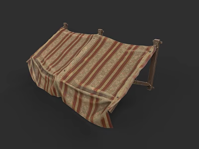 Portable Foldable Frame With Brown Beige Striped Fabric For Outdoor Use 3d model