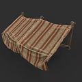 Portable Foldable Frame With Brown Beige Striped Fabric For Outdoor Use