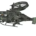 Military Style Helicopter with Twin Rotors Camouflage Paint and Weaponry Design
