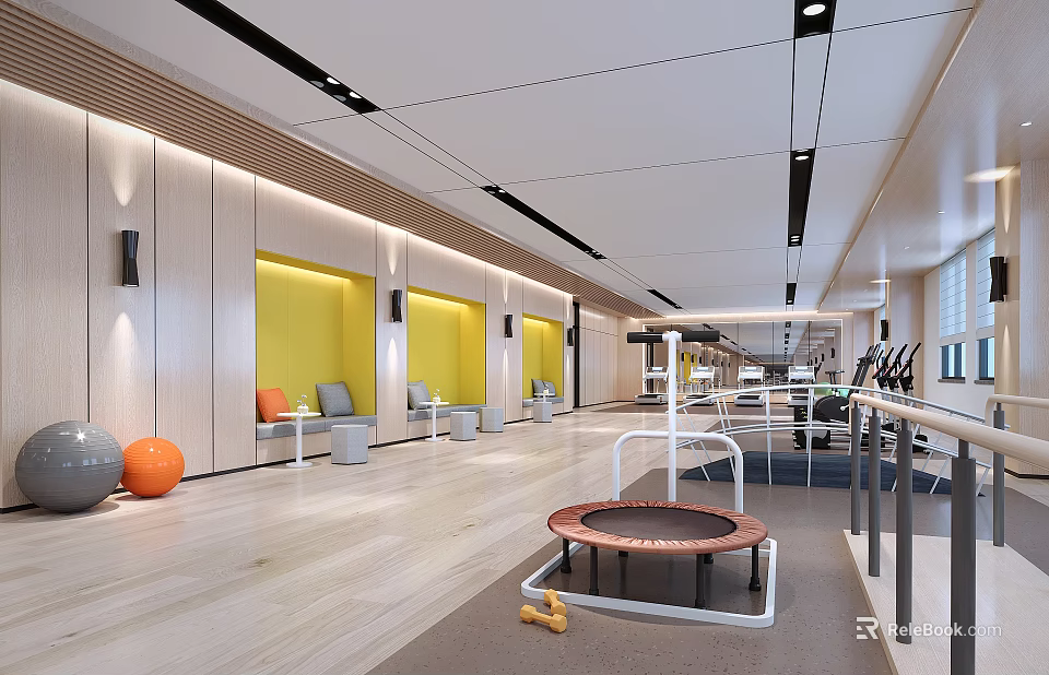 Modern Hospital Outpatient Rehabilitation Clinic With Rehabilitation Equipment 3d model 