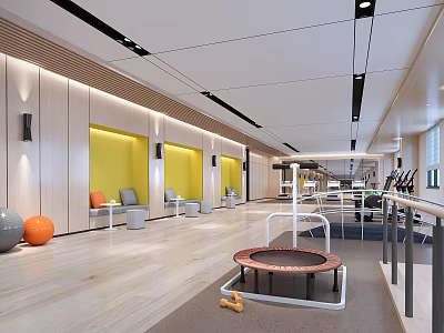 Modern Hospital Outpatient Rehabilitation Clinic With Rehabilitation Equipment 3d model