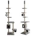 Multi Level Cat Tree Furniture With Sisal Covered Posts Platforms And Hanging Ring Toys