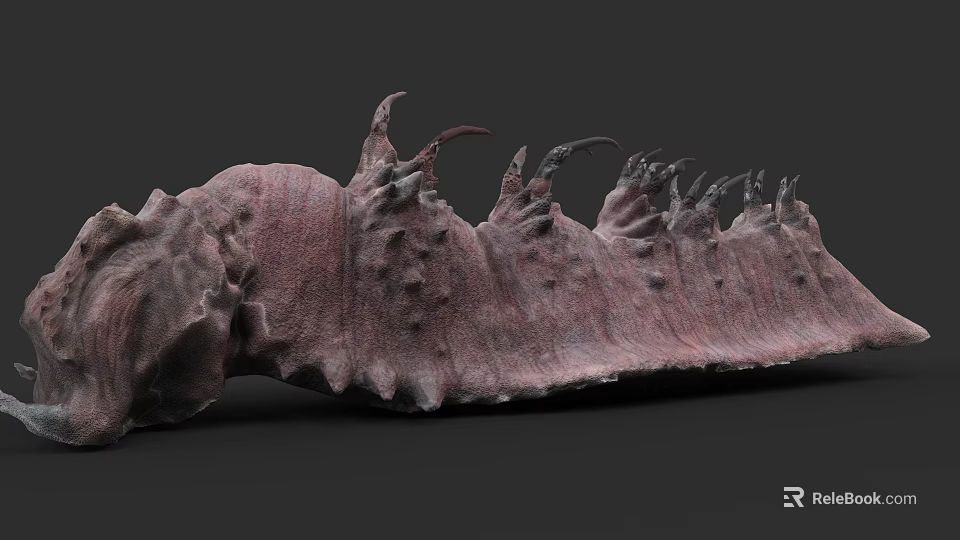 Reddish Brown Fantasy Creature Back With Spiked Protrusions And Rough Texture 3d model 