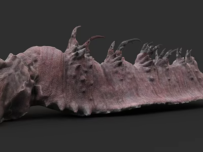 Reddish Brown Fantasy Creature Back With Spiked Protrusions And Rough Texture 3d model