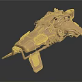 Golden Mechanical Model With Intricate Sci Fi Structure And Reflective Surface 3d model