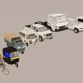 Various Car Types Including Trucks Vans Sedans and Auto Rickshaws 3d model