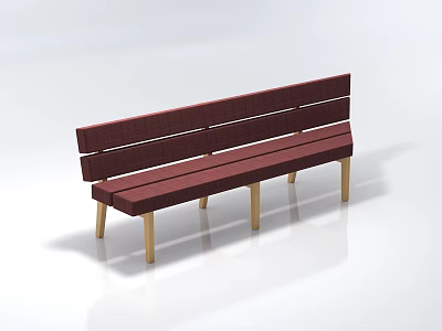 Dark Red Wooden Multi Person Sofa With Golden Legs In Modern Living Space 3d model