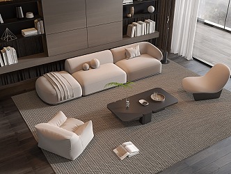 Modern Sofa Coffee Table Combination Sofa Combination Coffee Table Leisure Chair Combination 3d model