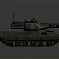 Military Tank With Green Armor Red Star Emblem Cannon And Tracks