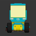 3D Modeled Blue And Yellow Street Sweeper Truck With Front Rotating Brush