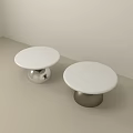 Modern Coffee Table With White Tabletop And Two Different Metal Bases 3d model