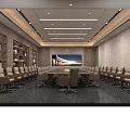 Elegant Hotel Public Lounge With Comfortable Sofas Large Mural Area Rug And Coffee Tables