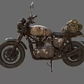Vintage Motorcycle With Classic Design Leather Saddlebag Retro Mirrors And Chrome Details