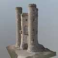 Ancient Stone Tower Architecture With Multiple Towers Arch Windows And Balconies 3d model