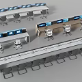 Office Desk Chair Set With Long Tables White Chairs And Blue Screens In Control Room
