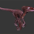 Red Feathered Dinosaur Model With Detailed Structure And Standing Pose On Neutral Background 3d model