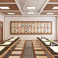 New Chinese Style Classroom Calligraphy Classroom 3d model
