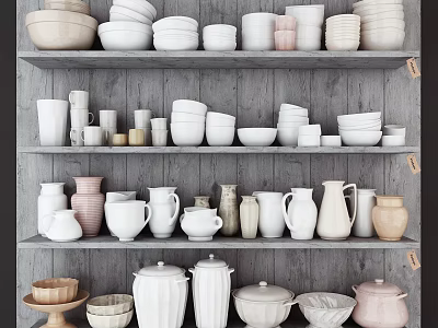 Modern Tableware Cups Ceramic Combination 3d model