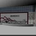 Industrial Factory Entrance With Wall Mountain Pattern Plants And Lit Door