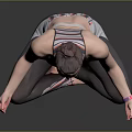 Woman Practicing Yoga Meditation In Cross Legged Pose With Striped Top And Leggings