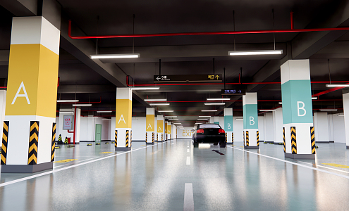 Modern parking Underground parking Parking 3d model