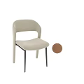 Stylish Brown Leather Upholstered Leisure Chair With Sleek Black Metal Legs For Home Dining Use