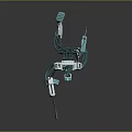 Turquoise And White Robot Character With Mechanical Arms Legs Sci Fi Design