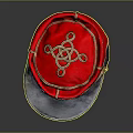 Vintage Red And Black Hat With Golden Decorations And Number 43