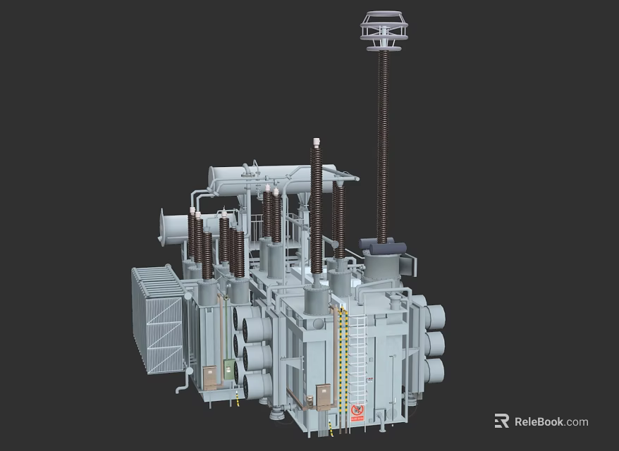 Industrial Equipment Transformer Unit With Pipes Control Panels And Metal Structures 3d model 
