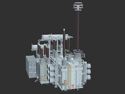 Industrial Equipment Transformer Unit With Pipes Control Panels And Metal Structures 3d model