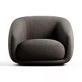 Modern Rounded Leisure Chair With Plush Fabric Comfortable Seat And Armrests