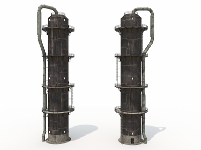 Water tower cold que tower storage tank gas tank water tank retro industrial equipment industrial machine 3d model