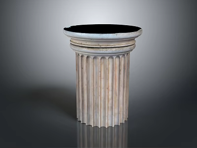 Elegant Classical Fluted Stone Column Featuring Black Circular Top Design 3d model