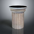 Elegant Classical Fluted Stone Column Featuring Black Circular Top Design