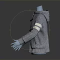 Cow Inspired Gray Hooded Jacket With Horn Buttons And White Striped Sleeves